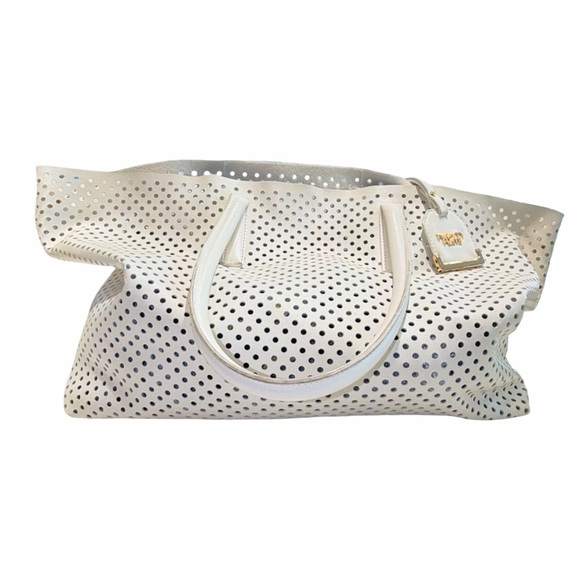 Handbags - Poverty Flats Perforated White Tote Bag w/ Removable Insert Beach Resort Handbag